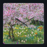 Springtime in Claude Monet's garden Square Wall Clock<br><div class="desc">Jaynes Gallery / DanitaDelimont.com | Europe,  France | France,  Giverny. Springtime in Claude Monet's garden.</div>