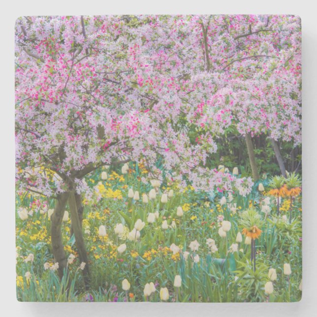 Springtime in Claude Monet's garden Stone Coaster (Front)