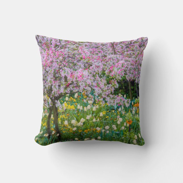 Springtime in Claude Monet's garden Throw Pillow (Front)