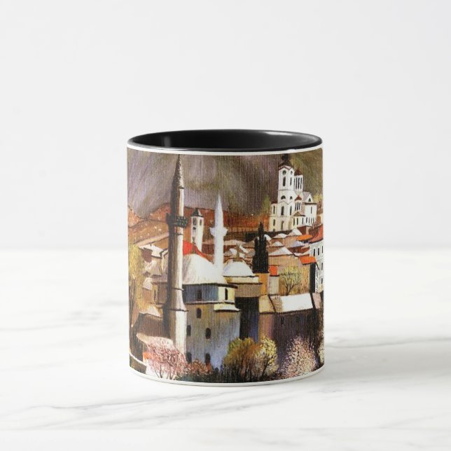 Springtime in Mostar, fine art painting, Mug (Center)