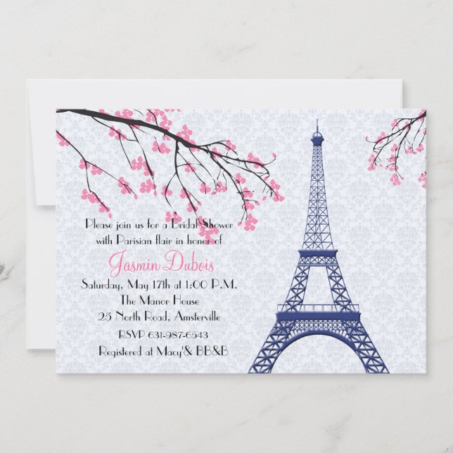 Springtime in Paris Bridal Shower Invitation (Front)