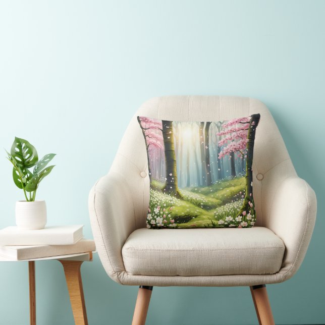 Springtime In The Forest  Throw Pillow (Chair)