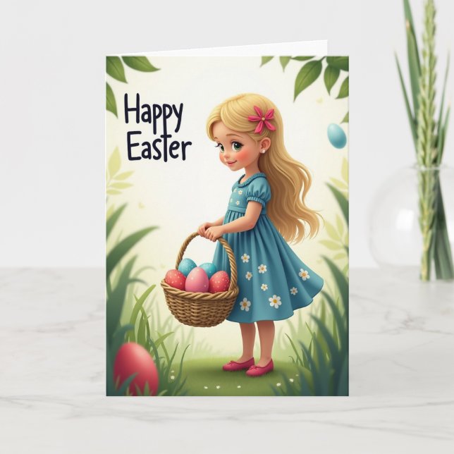 Springtime Joy Girl Holiday Card (Front)