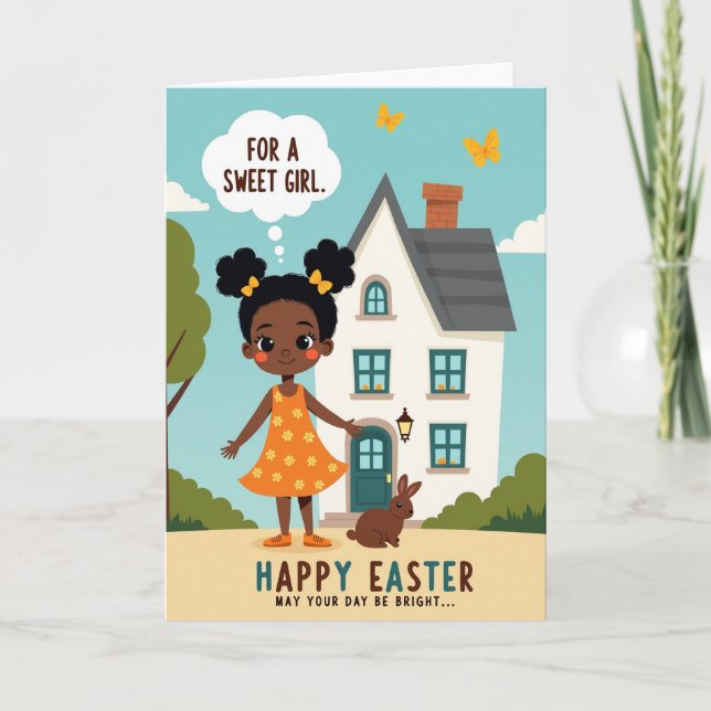 Springtime Joy Girl House Card (Front)