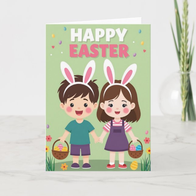 Springtime Joy Kids Holiday Card (Front)