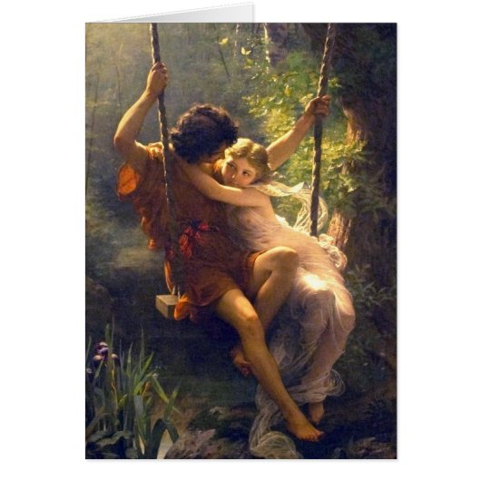 Springtime ~ Lovers on Swing Painting Cards (Front)