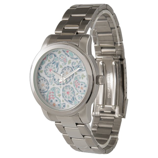 Springtime Paisley Pattern Watch (Angled)