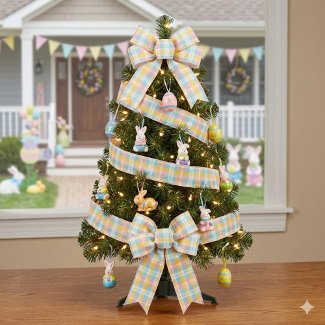 Springtime Pastel Pink Blue Yellow  Plaid 