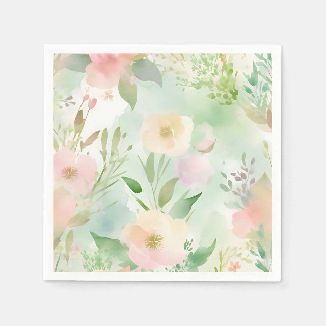 Springtime Pastel Watercolor Napkins (Front)
