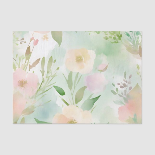 Springtime Pastel Watercolor Tissue Paper (Front)