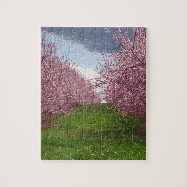 Springtime Peach Orchard Jigsaw Puzzle (Vertical)