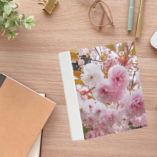 Springtime Pink Cherry Blossoms Floral Mini Binder (In Situ)
