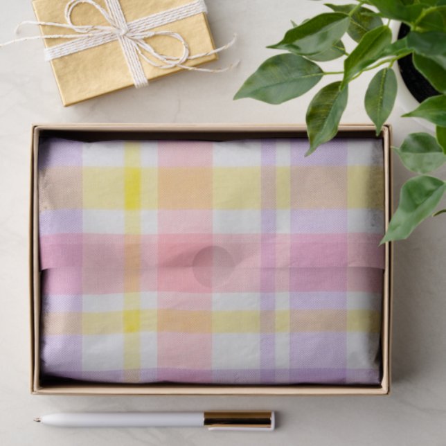 Springtime Pink Lavender Plaid  Tissue Paper (Gift)