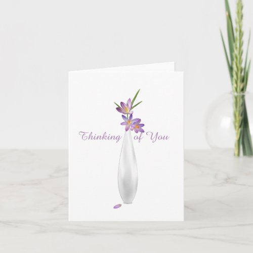 Springtime Purple Crocuses to Say Thinking of You Note Card