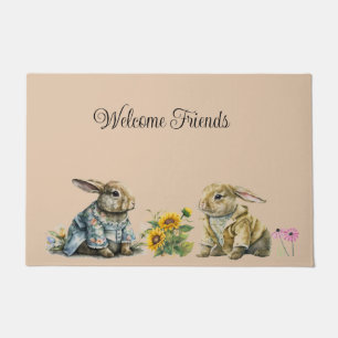 Springtime Rabbit Doormat