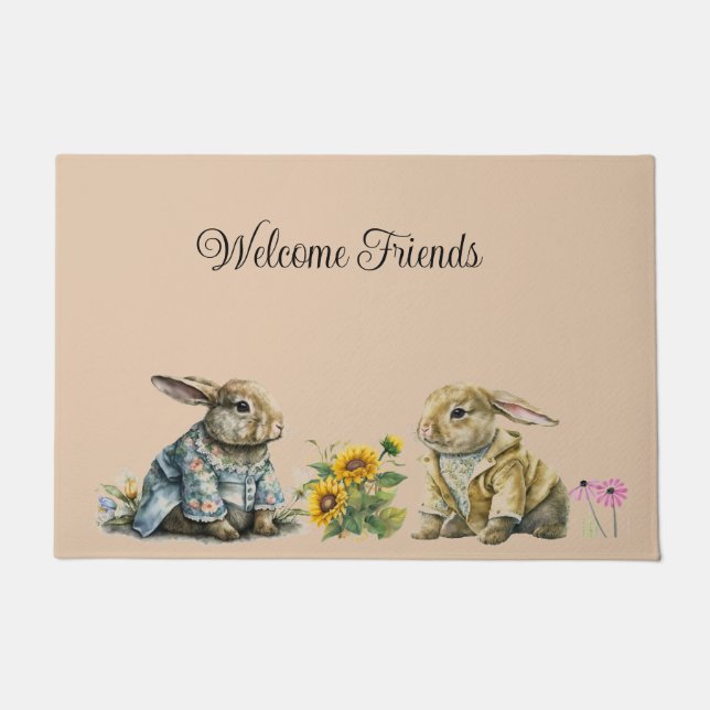 Springtime Rabbit Doormat (Front)