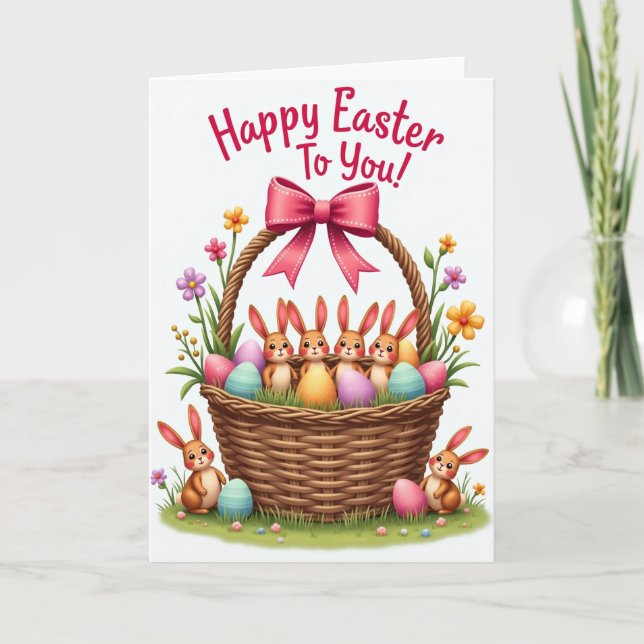 Springtime Rabbit Friends Card (Front)