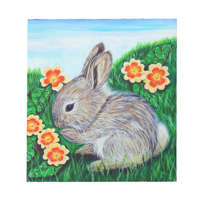 Springtime Rabbit Painting Notepad (Front)