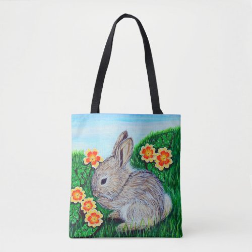 Springtime Rabbit Painting Tote Bag
