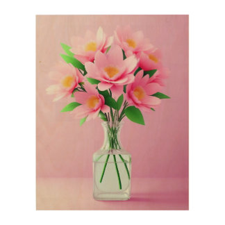 Springtime Serenade: Peony Bouquet Wood Wall Art