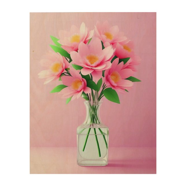 Springtime Serenade: Peony Bouquet Wood Wall Art (Front)