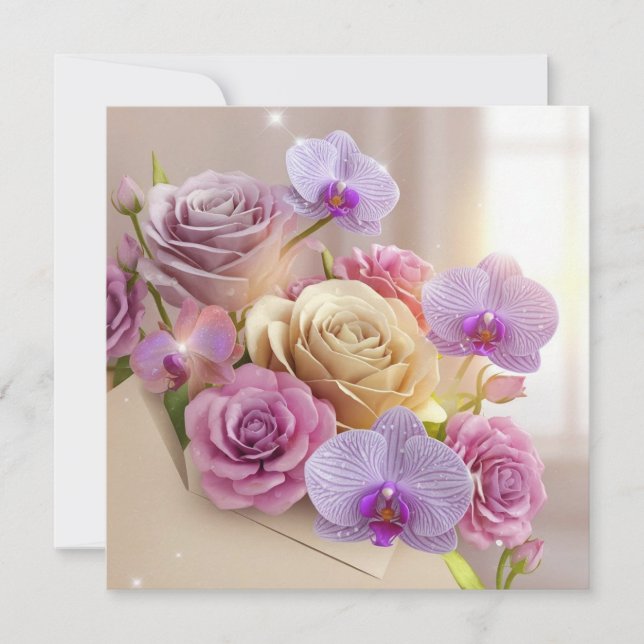 Springtime Splendor 3D Greeting Card with Dew-Kiss (Front)