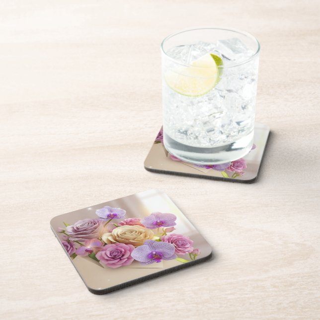 Springtime Splendor 3D Greeting Card with Dew-Kiss Beverage Coaster (Right Side)