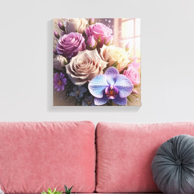 Springtime Splendor 3D Greeting Card with Dew-Kiss Canvas Print (Insitu(LivingRoom))
