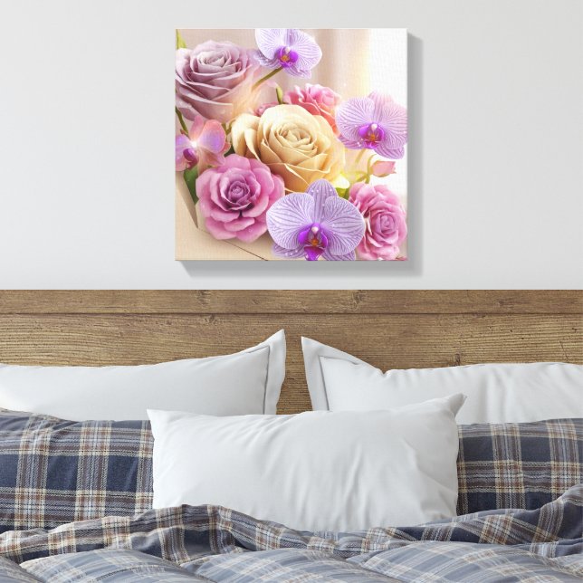 Springtime Splendor 3D Greeting Card with Dew-Kiss Canvas Print (Insitu(Bedroom))