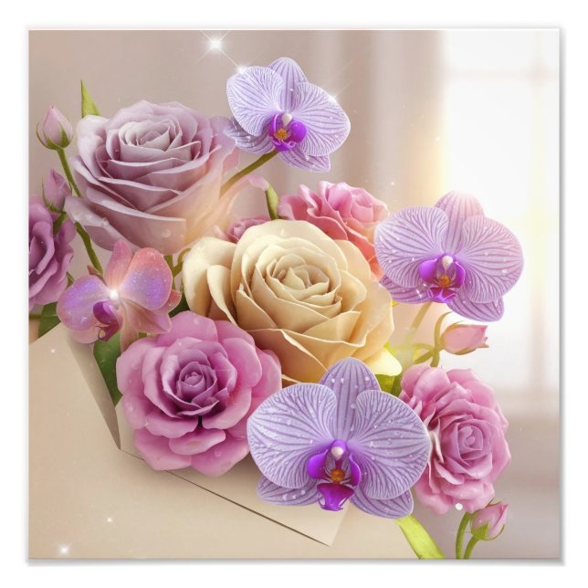 Springtime Splendor 3D Greeting Card with Dew-Kiss Photo Print (Front)