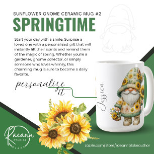 Springtime Sunflower Gnome #2 Ceramic Mug