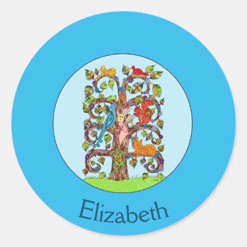 Springtime Tree of Life Personalized Classic Round Sticker