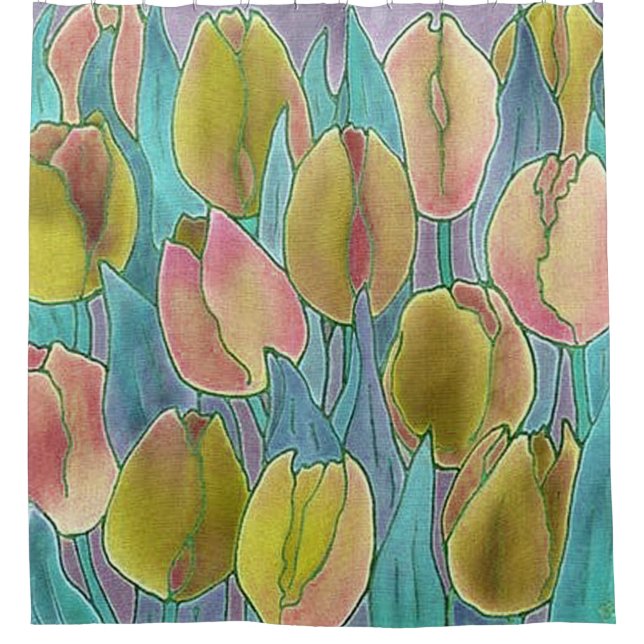 Springtime Tulips Design Shower Curtain (Front)