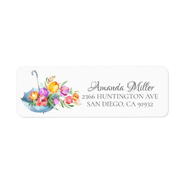 Springtime Tulips Floral Return address Label (Front)