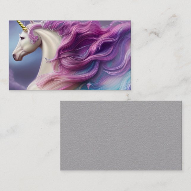 Springtime Unicorn Horse Triptych Business Card (Front/Back)