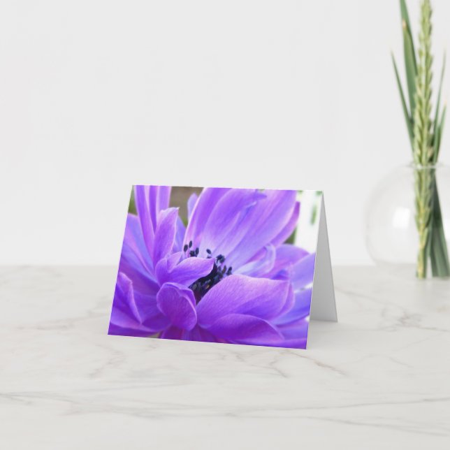 Springtime Violet Anemone Note Card (Front)