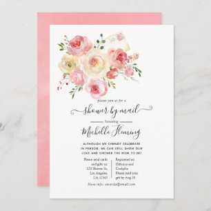 Springtime Watercolor Floral Baby Shower by Mail Invitation