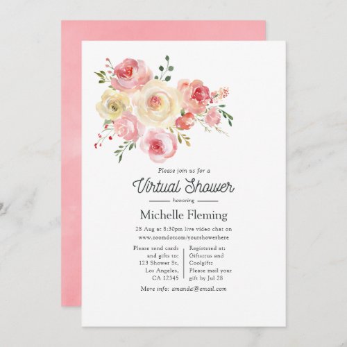 Springtime Watercolor Floral Virtual Shower Invitation