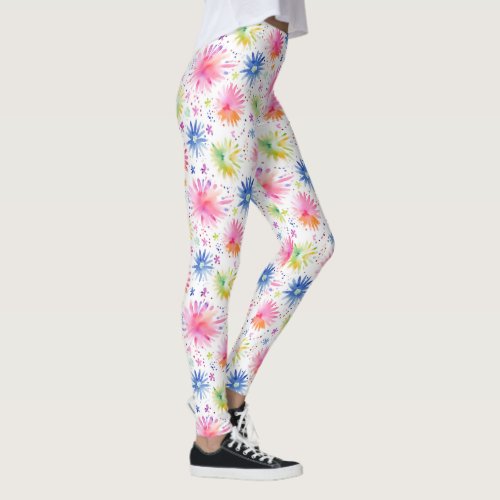 Springtime Watercolor Whimsy Leggings