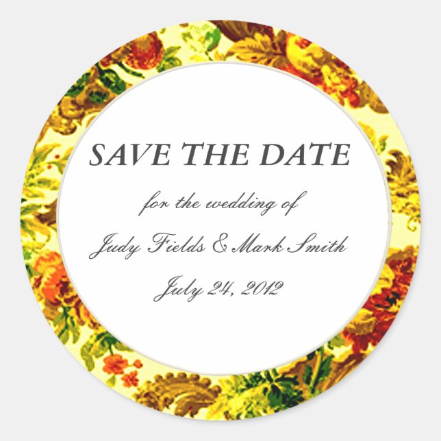 Springtime Wedding Save The Date Stickers (Front)