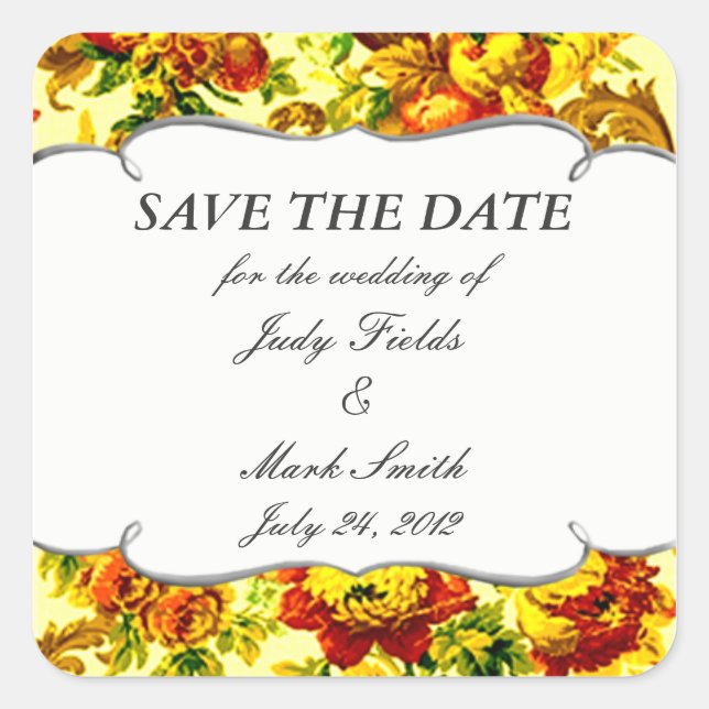 Springtime Wedding Save The Date Stickers (Front)