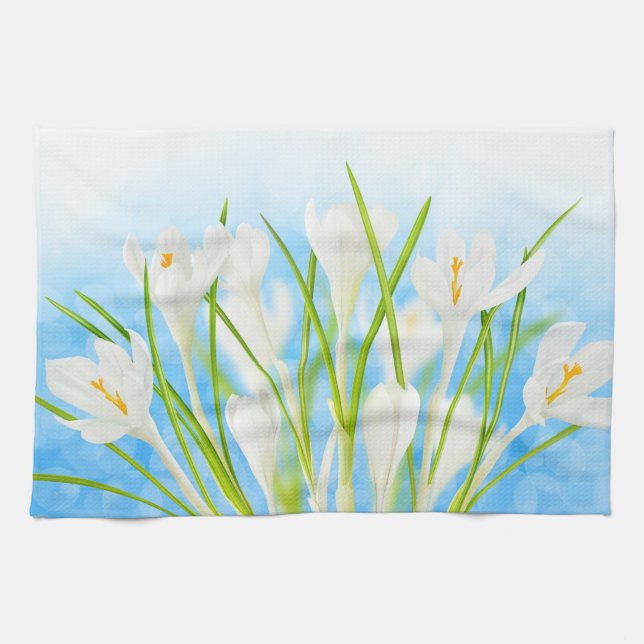 Springtime (white crocuses) towel (Horizontal)