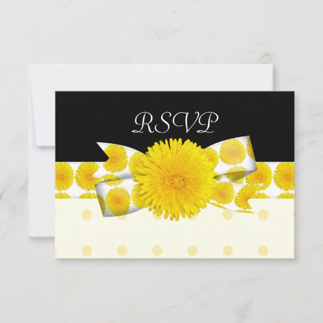 Springtime Yellow Dandelion Wedding RSVP Card (Front)