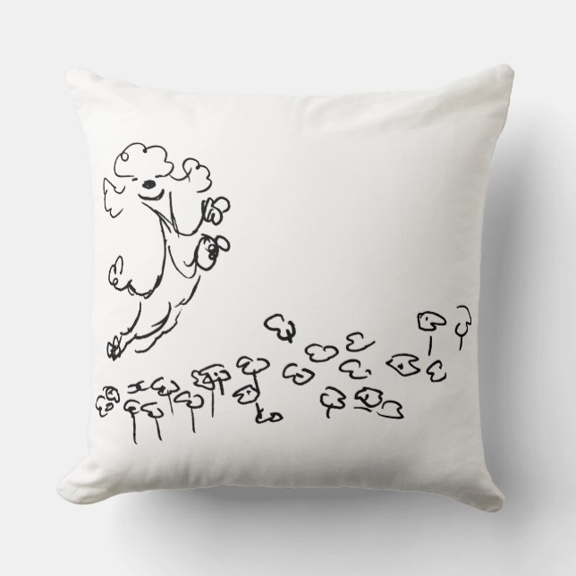 Springy Poodle Throw Pillow (Front)
