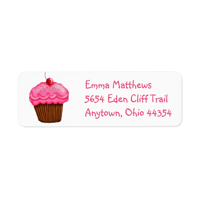 Sprinkalicious Cupcake Return Address Labels (Front)