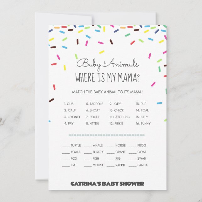 Sprinkle Baby Shower - Editable Name, 5x7 Invitation (Front)