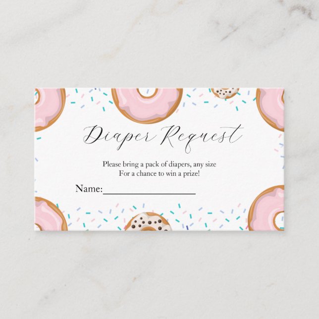 Sprinkle baby shower game diaper raffle request enclosure card (Front)
