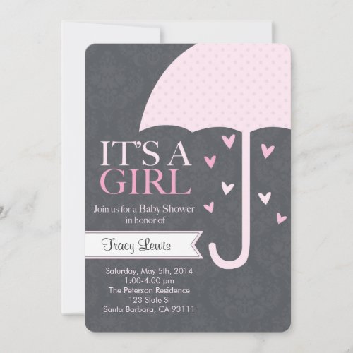 Sprinkle_Baby Shower Invitation in Pink and Gray