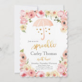 Sprinkle Baby Shower Pastel Floral Gold Glam Invitation (Front)