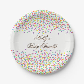 Sprinkle Baby Shower Plates, Confetti Party Plates